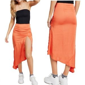 Free people orange midi skirt